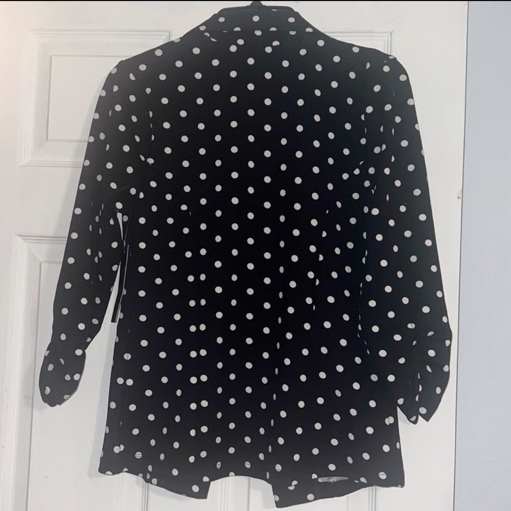 Kaii Black Polka Dot Tailored Design Ruched Sleeve Blazer NWT - Picture 7 of 16